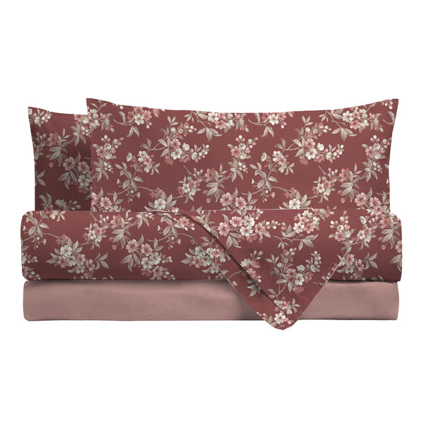 Parure Copripiumino Singola in Cotone con Stampa - Fantasia Feel Me Amber Burgundy