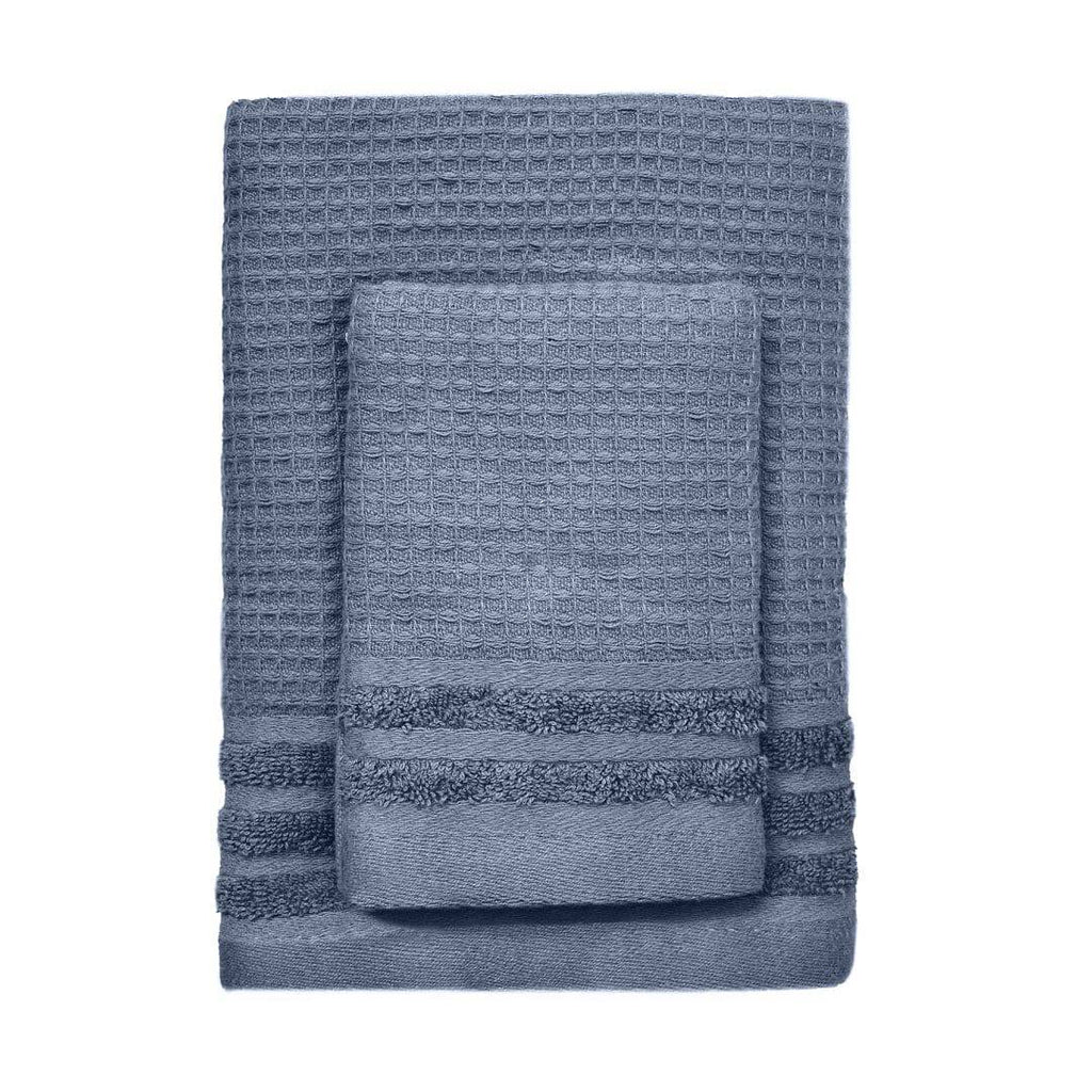 Set 2 Asciugamani in Spugna di Cotone Atelier 30x50 e 50x100 Tinta Unita Blu - Amo La Casa Shop