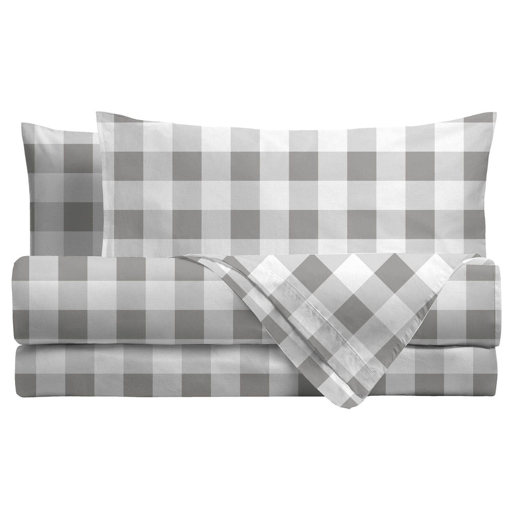 Completo Letto Singolo in Flanella con Stampa - Fantasia Oxford Grey - Amo La Casa Shop