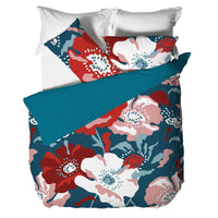 Parure Copripiumino Matrimoniale in Cotone con Stampa Digitale - Fantasia Saturn Poppie Ottanio - Amo La Casa Shop