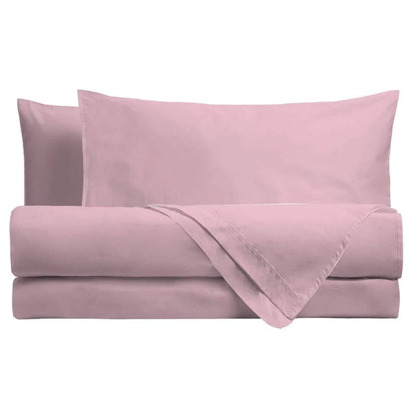 Parure Copripiumino Matrimoniale in Cotone - Tinta Unita Rosa - Amo La Casa Shop