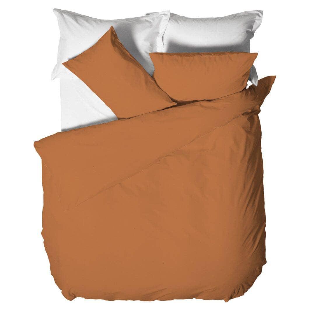 Parure Copripiumino Matrimoniale in Cotone - Tinta Unita Rust - Amo La Casa Shop