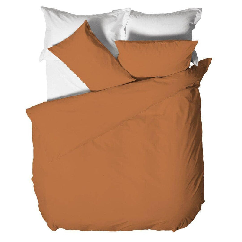 Parure Copripiumino Matrimoniale in Cotone - Tinta Unita Rust - Amo La Casa Shop