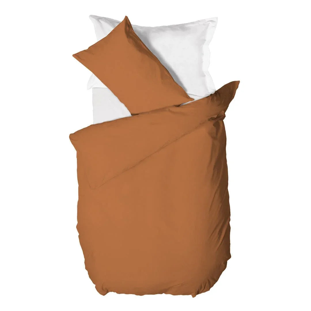 Parure Copripiumino Piazza e Mezza in Cotone - Tinta Unita Rust - Amo La Casa Shop