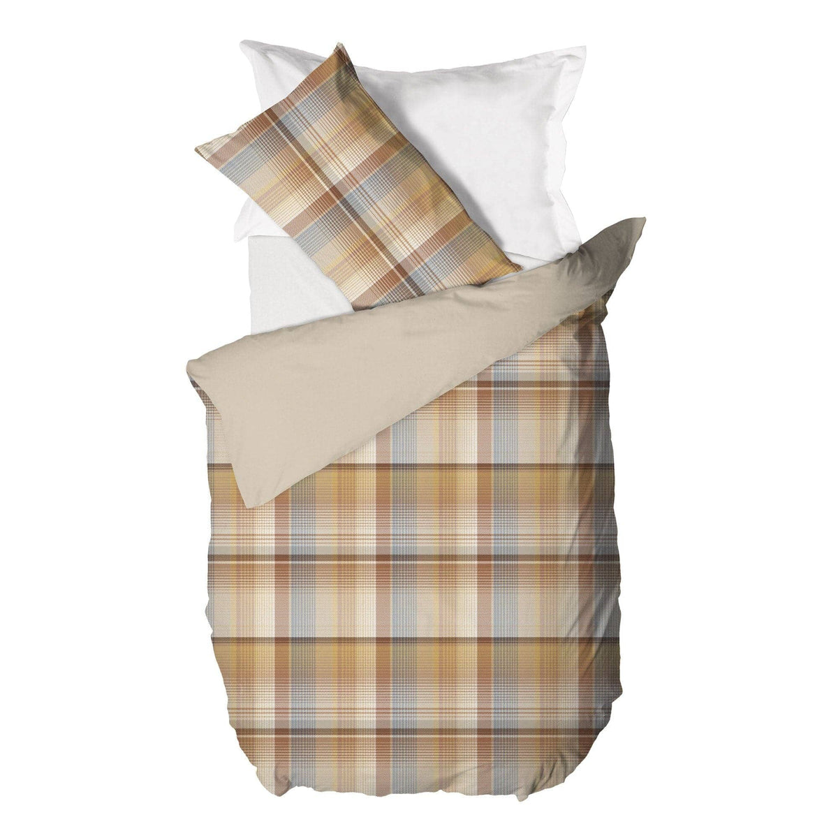 Parure Copripiumino Stampato Singolo Alpha Ocra - Amo La Casa Shop