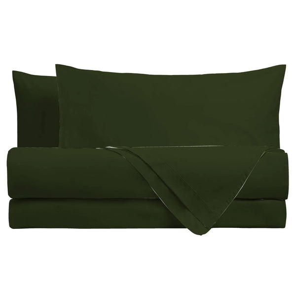 Parure Copripiumino Tinto con Fiocchi Piazza e Mezza Tinta Unita Green - Amo La Casa Shop