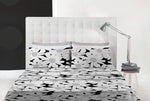 Completo Letto Piazza e Mezza in Puro Cotone con Stampa Contemporary - Fantasia Folke Black - Amo La Casa Shop