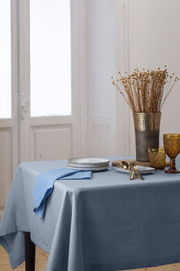 Tovaglia Antimacchia Effetto Lino 150x200 Tinta Unita Blue - Amo La Casa Shop