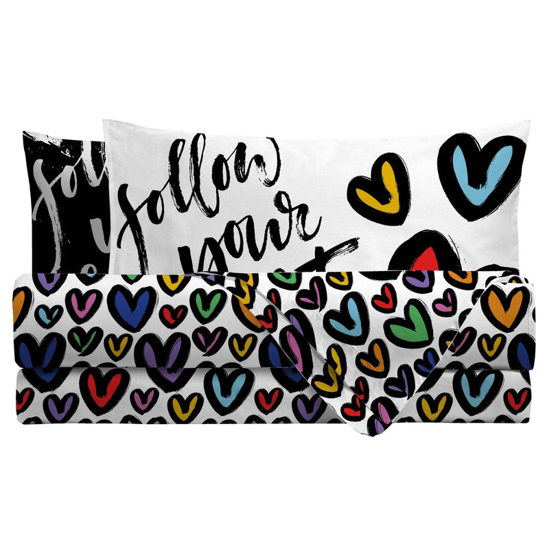 Completo Letto Matrimoniale I Love You Follow Your Heart Multicolor - Amo La Casa Shop