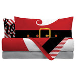 Completo Letto Matrimoniale in Cotone con Stampa Digitale - Fantasia Happy Santa Claus Rosso - Amo La Casa Shop