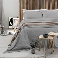 Completo Letto Matrimoniale in Cotone - Tinta Unita Grigio Chiaro - Amo La Casa Shop