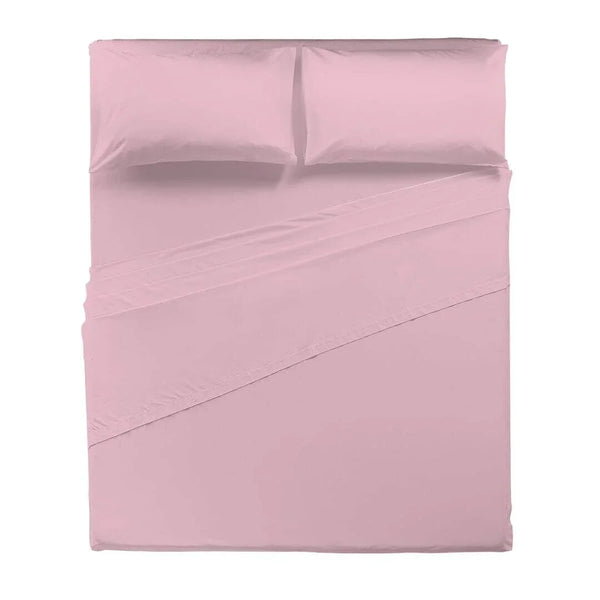 Completo Letto Matrimoniale in Cotone - Tinta Unita Rosa - Amo La Casa Shop