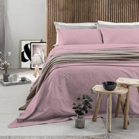 Completo Letto Matrimoniale in Cotone - Tinta Unita Rosa - Amo La Casa Shop