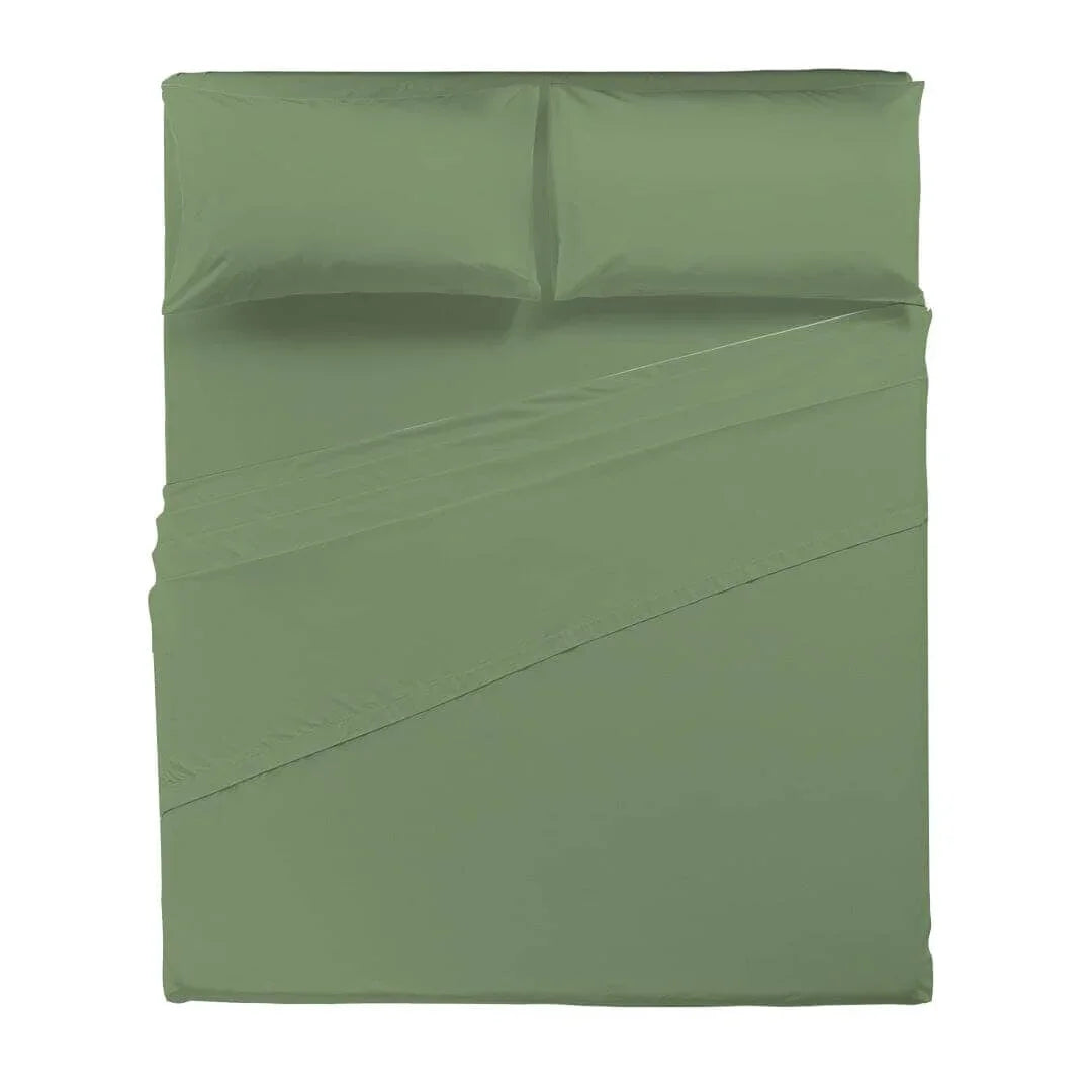 Completo Letto Matrimoniale in Cotone - Tinta Unita Verde - Amo La Casa Shop