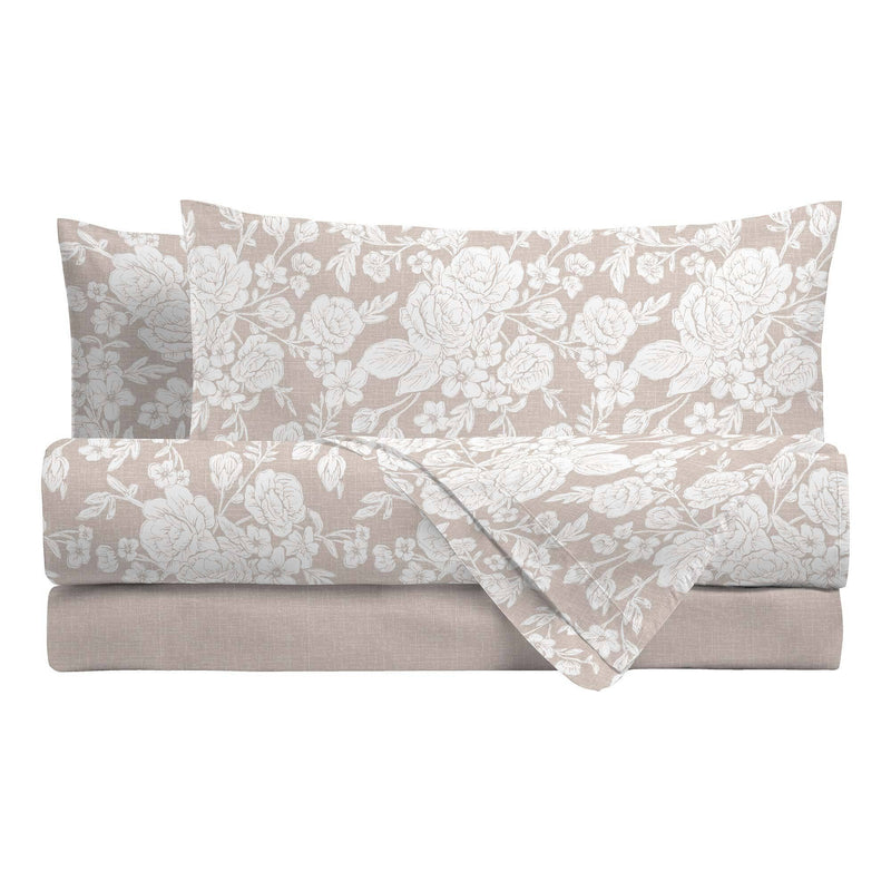 Completo Letto Matrimoniale in Flanella con Stampa - Fantasia Raboso Siraya Taupe - Amo La Casa Shop