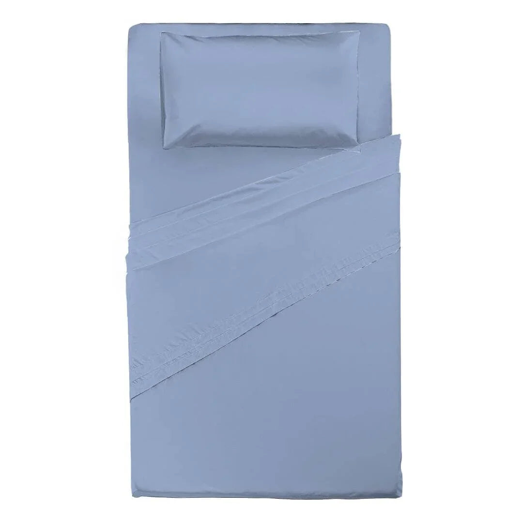 Completo Letto Piazza e Mezza in Cotone - Tinta Unita Azzurro - Amo La Casa Shop