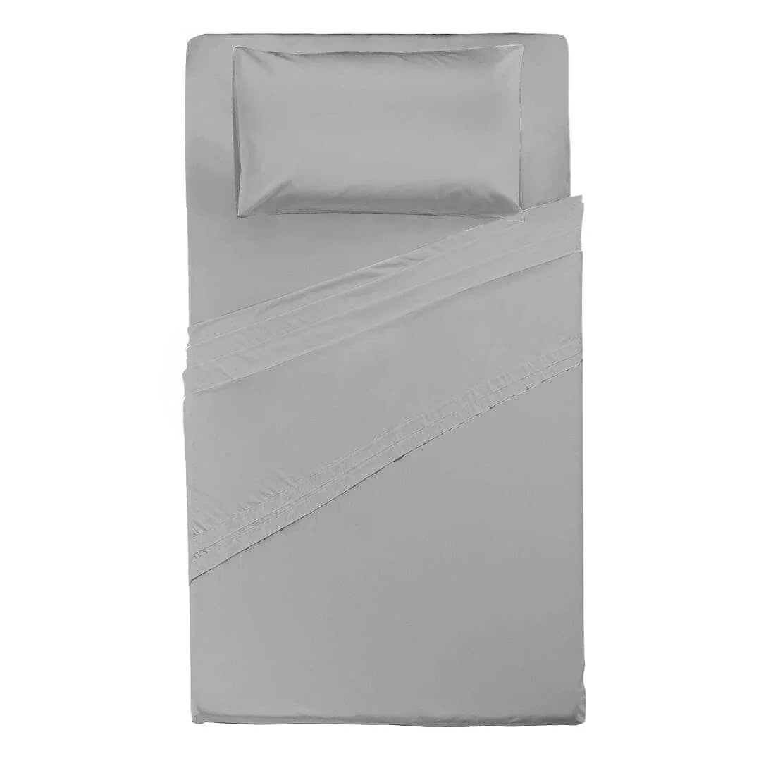 Completo Letto Piazza e Mezza in Cotone - Tinta Unita Grigio Chiaro - Amo La Casa Shop