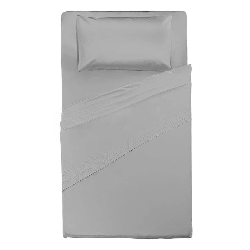 Completo Letto Piazza e Mezza in Cotone - Tinta Unita Grigio Chiaro - Amo La Casa Shop