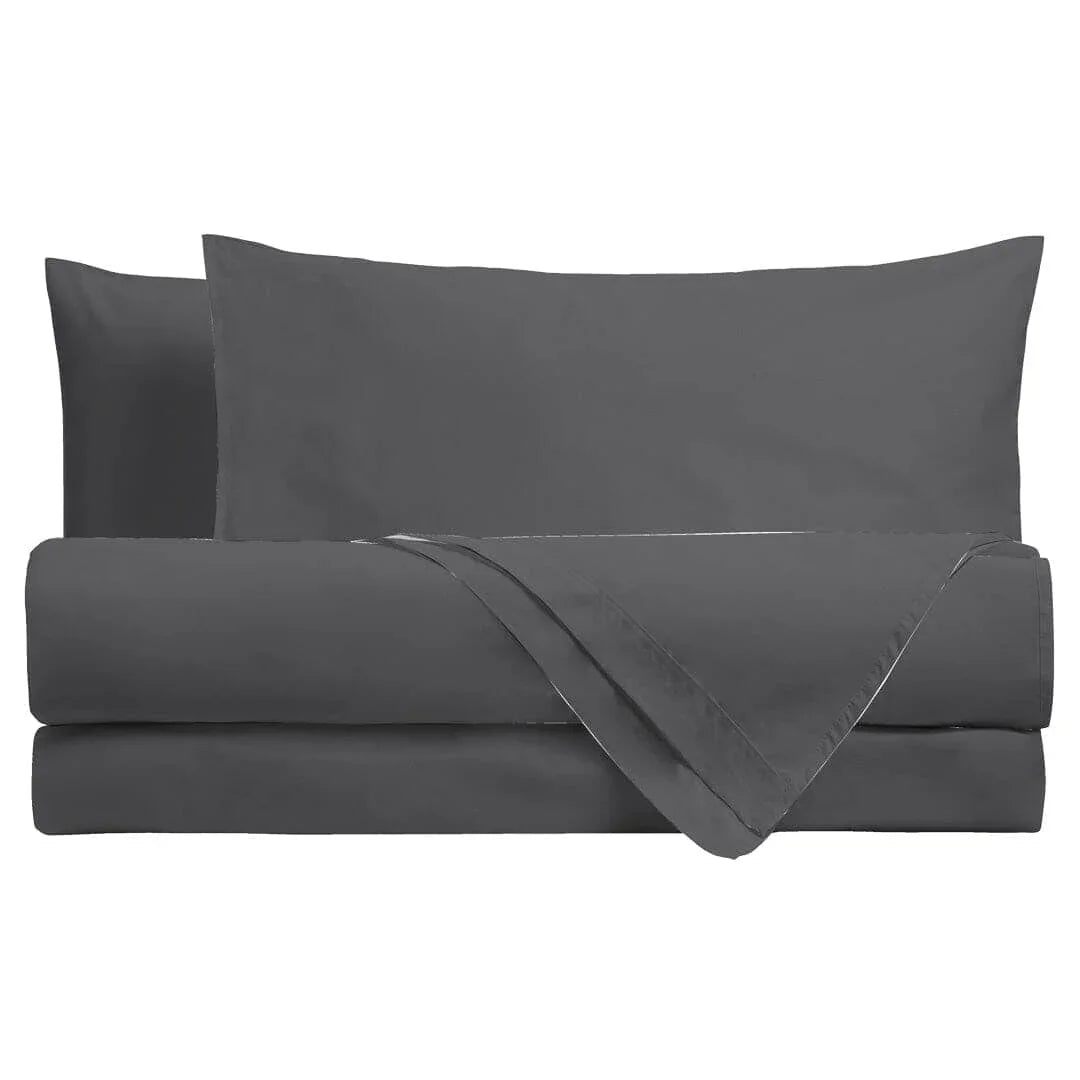 Completo Letto Singolo in Cotone - Tinta Unita Grigio Scuro - Amo La Casa Shop
