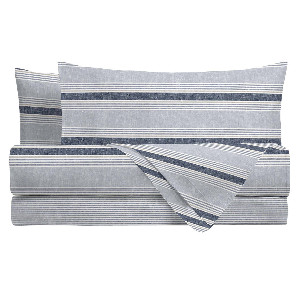 Completo Letto Singolo in Flanella con Stampa- Fantasia Moscato Tyler Blue - Amo La Casa Shop