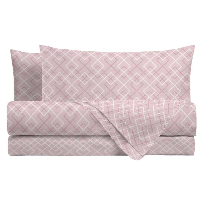 Completo Letto Singolo in Flanella con Stampa - Fantasia Raboso Innersquare Pink - Amo La Casa Shop