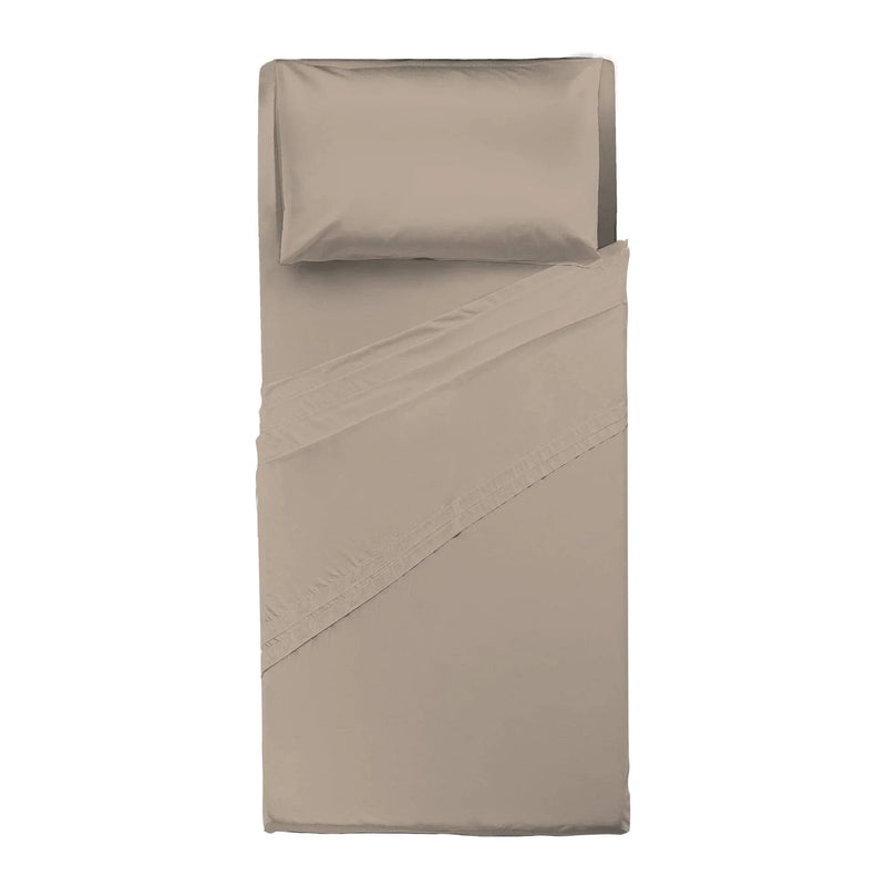 Completo Letto Singolo in Microfibra Softy Yarn - Tinta Unita Tortora - Amo La Casa Shop