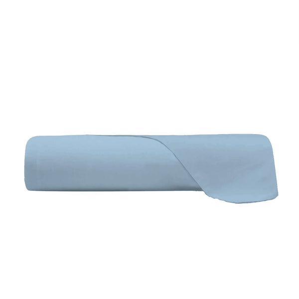 Lenzuolo Piano Matrimoniale in Cotone Tinta Unita Azzurro - Amo La Casa Shop