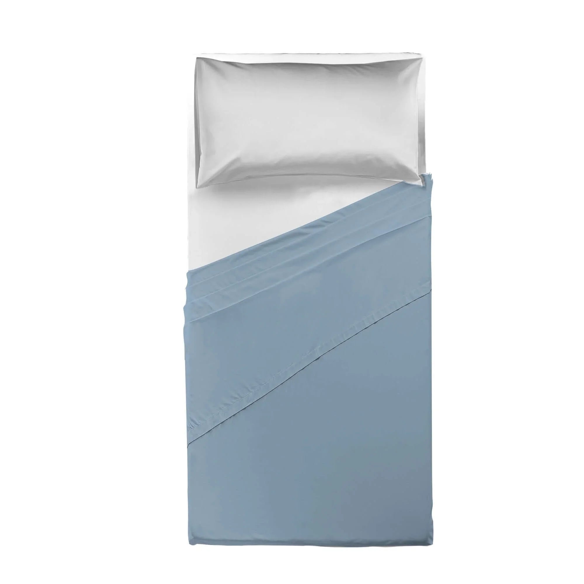 Lenzuolo Piano Singolo in Cotone Tinta Unita Azzurro - Amo La Casa Shop