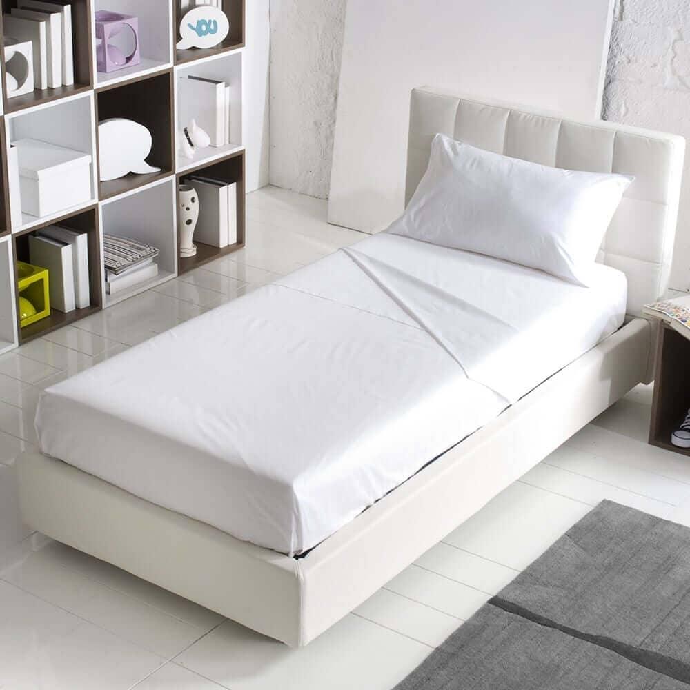 Lenzuolo Piano Singolo in Cotone Tinta Unita Bianco - Amo La Casa Shop