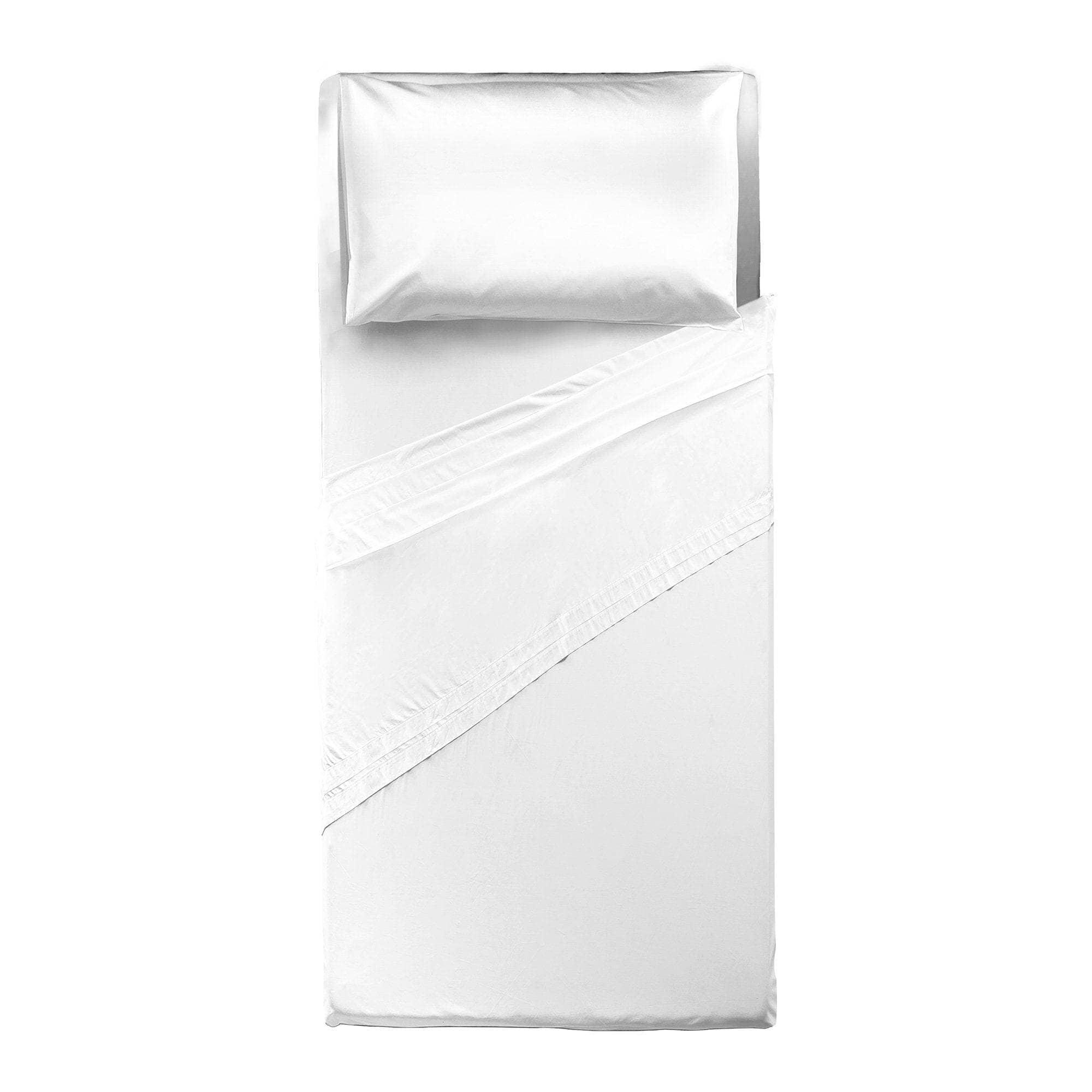 Lenzuolo Piano Singolo in Cotone Tinta Unita Bianco - Amo La Casa Shop