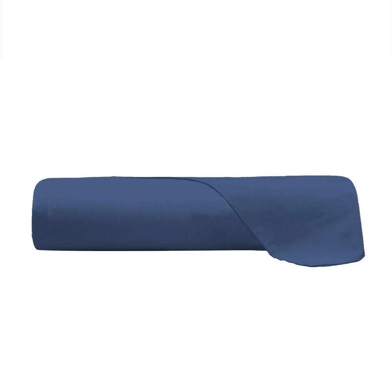 Lenzuolo Piano Singolo in Cotone Tinta Unita Blu - Amo La Casa Shop