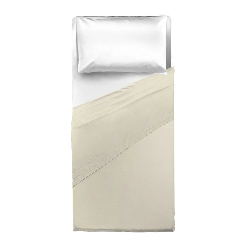 Lenzuolo Piano Singolo in Cotone Tinta Unita Champagne - Amo La Casa Shop