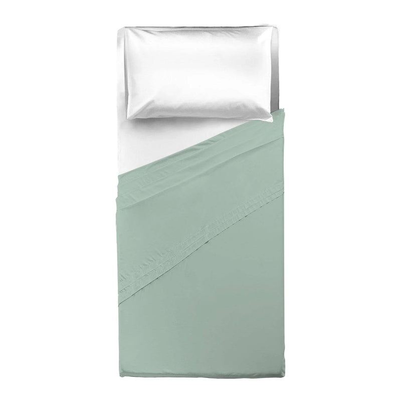 Lenzuolo Piano Singolo in Cotone Tinta Unita Verde Salvia - Amo La Casa Shop