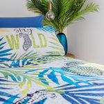 Completo Letto Copriletto Matrimoniale in Cotone con Stampa Digitale - Fantasia Nahele Turchese