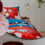 Completo Letto Matrimoniale in Cotone con Stampa Digitale - Fantasia Saturn Poppie Ottanio