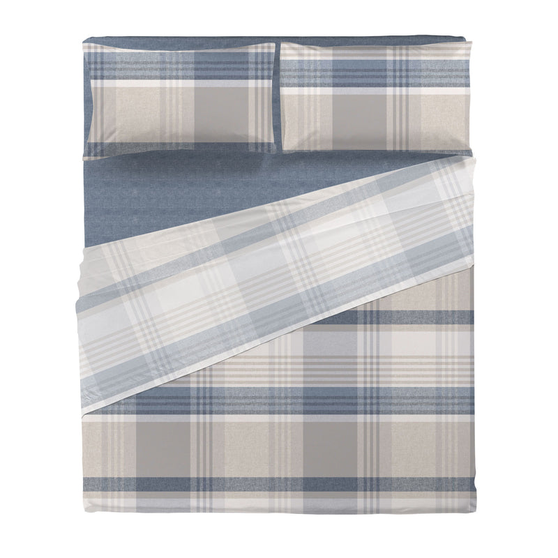 Completo Letto Matrimoniale Basic - Fantasia Andrew Blue