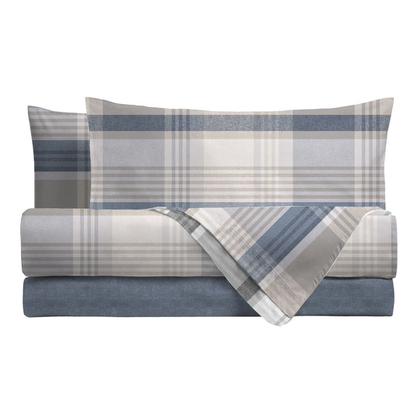 Completo Letto Matrimoniale Basic - Fantasia Andrew Blue