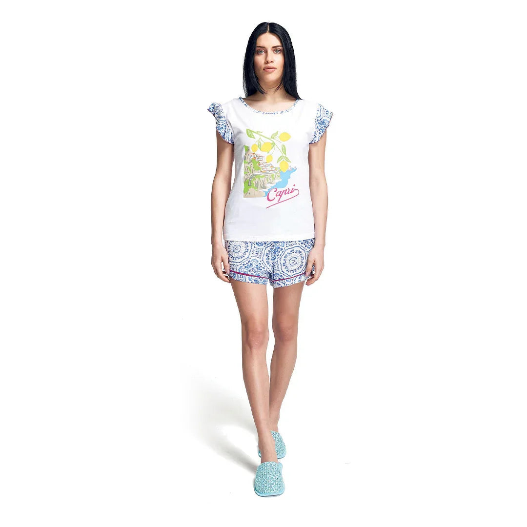 Pigiama Corto Amalfi Coast Donna Annina Purple - Amo La Casa Shop
