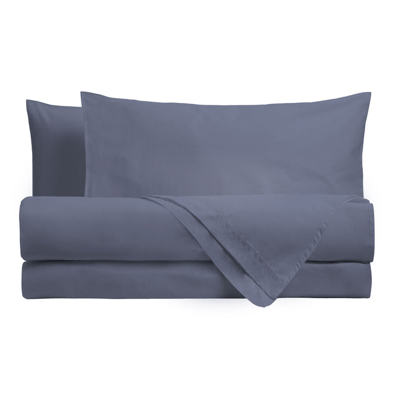 Completo Letto Matrimoniale in Cotone Atelier Fragrance Tinta Unita Blue