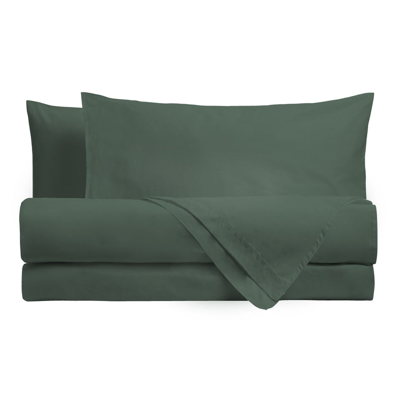 Completo Letto Matrimoniale in Cotone Atelier Fragrance Tinta Unita Dark Green