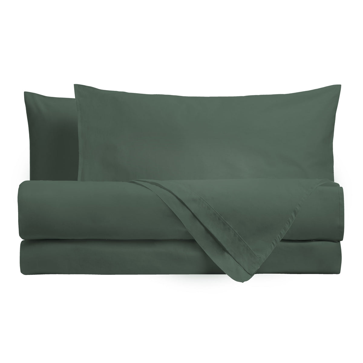 Completo Letto Singolo in Cotone Atelier Fragrance Tinta Unita Dark Green