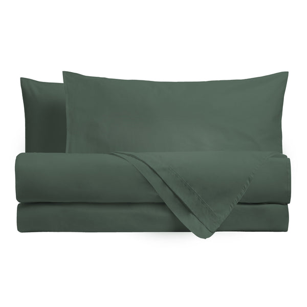 Completo Letto Singolo in Cotone Atelier Fragrance Tinta Unita Dark Green