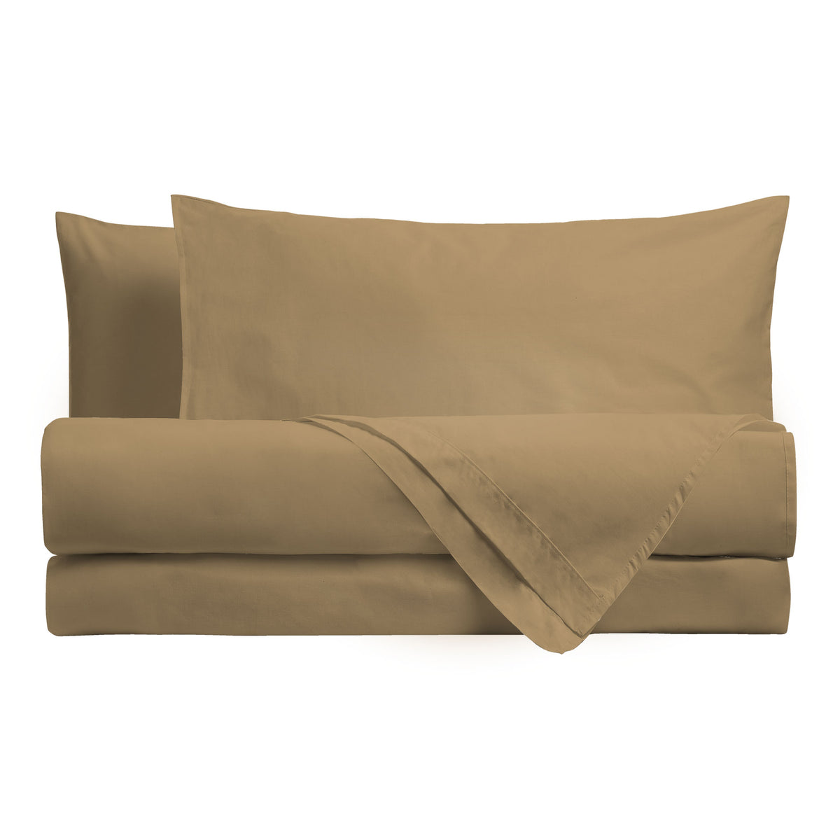 Completo Letto Matrimoniale in Cotone Atelier Fragrance Tinta Unita Ochre