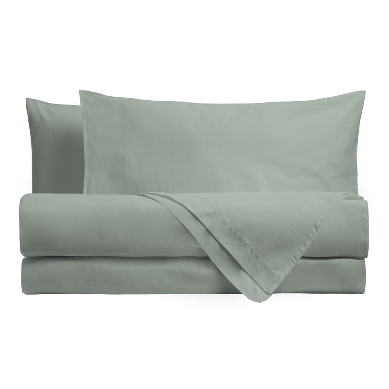Completo Letto Matrimoniale in Cotone Atelier Fragrance Tinta Unita Sage Green