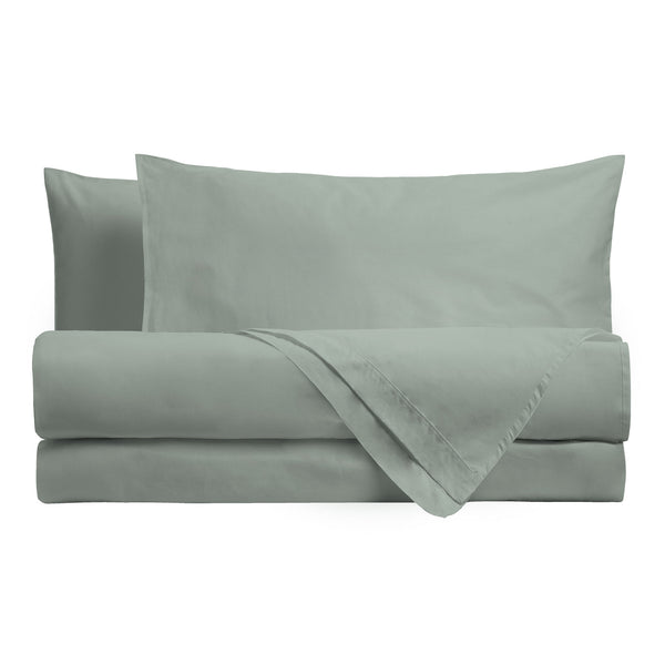 Completo Letto Singolo in Cotone Atelier Fragrance Tinta Unita Sage Green