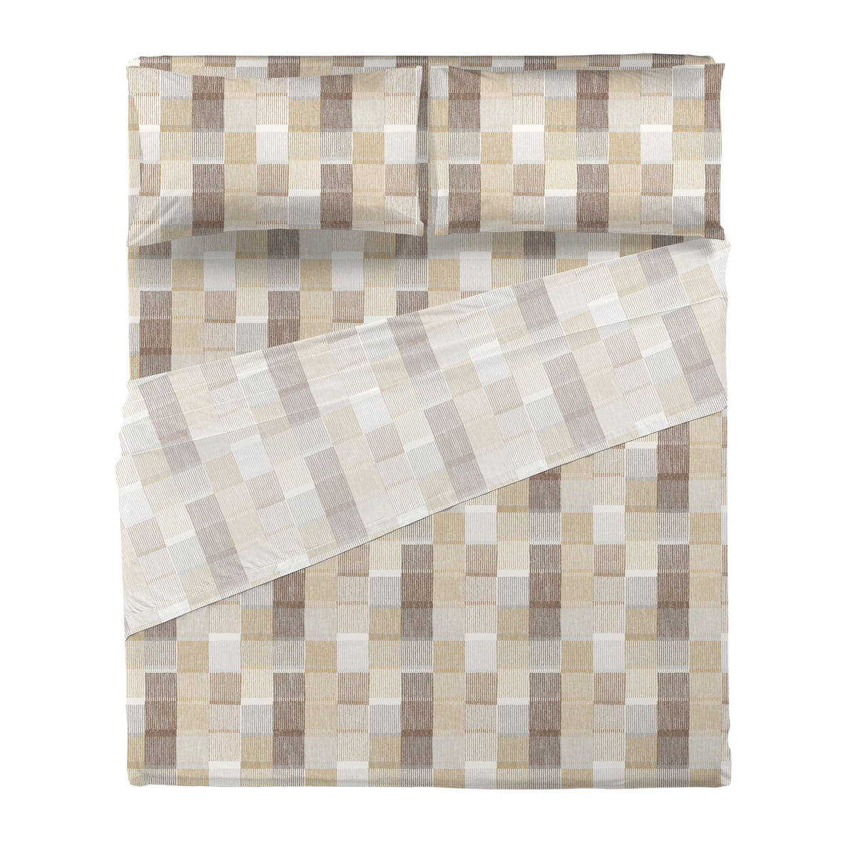 Completo Letto Matrimoniale Softy Yarn con Stampa - Fantasia Barrett Beige