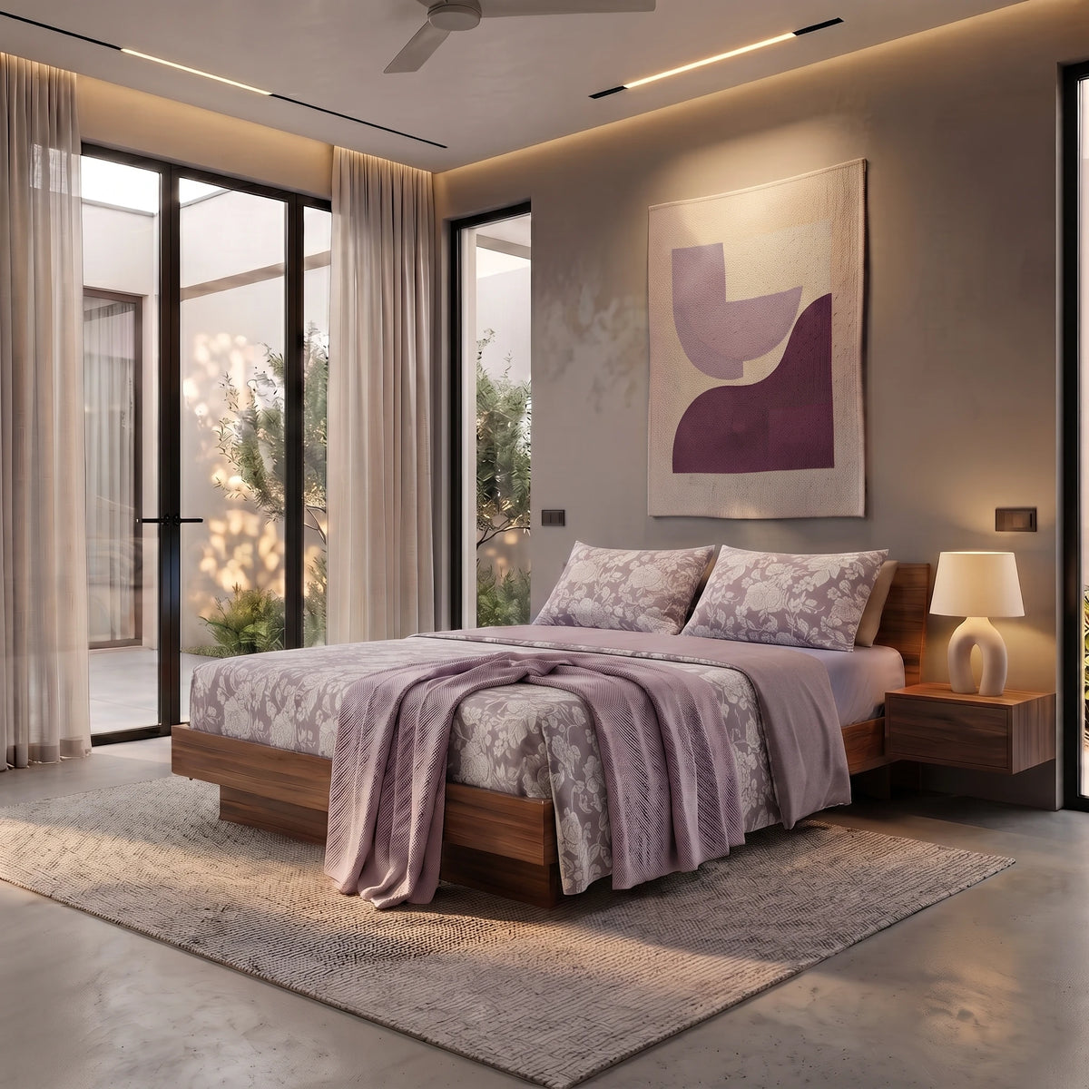 Completo Letto Matrimoniale Basic Syrah Lilac