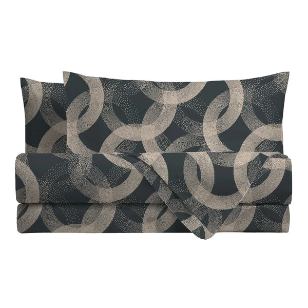 Parure Copripiumino Singolo in Cotone Contemporary - Fantasia Beriel Grigio - Amo La Casa Shop