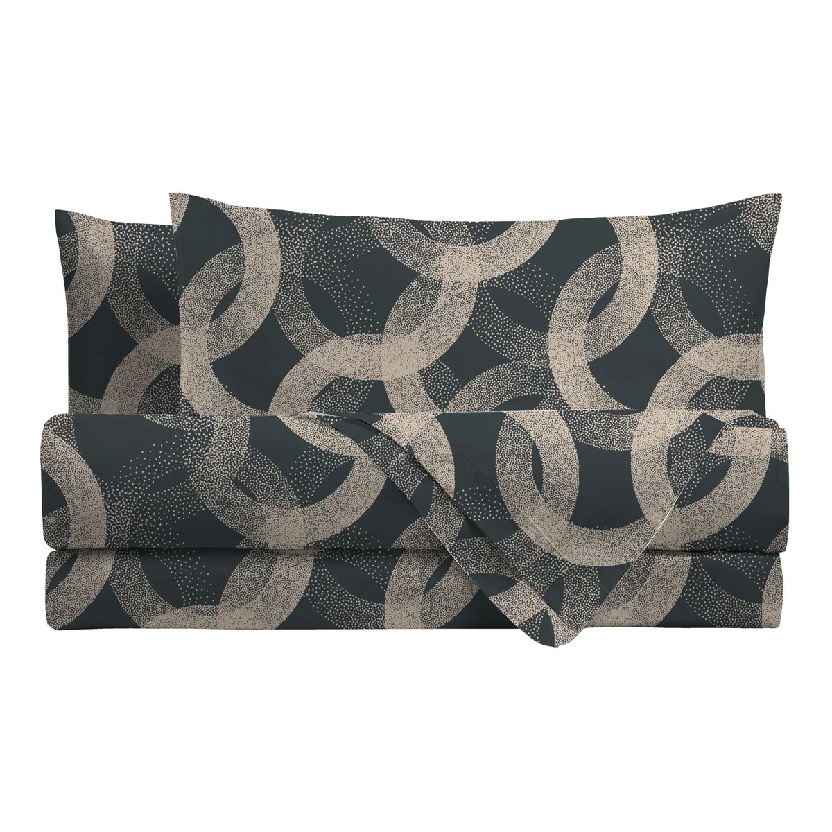 Parure Copripiumino Matrimoniale in Cotone Contemporary - Fantasia Beriel Grigio - Amo La Casa Shop