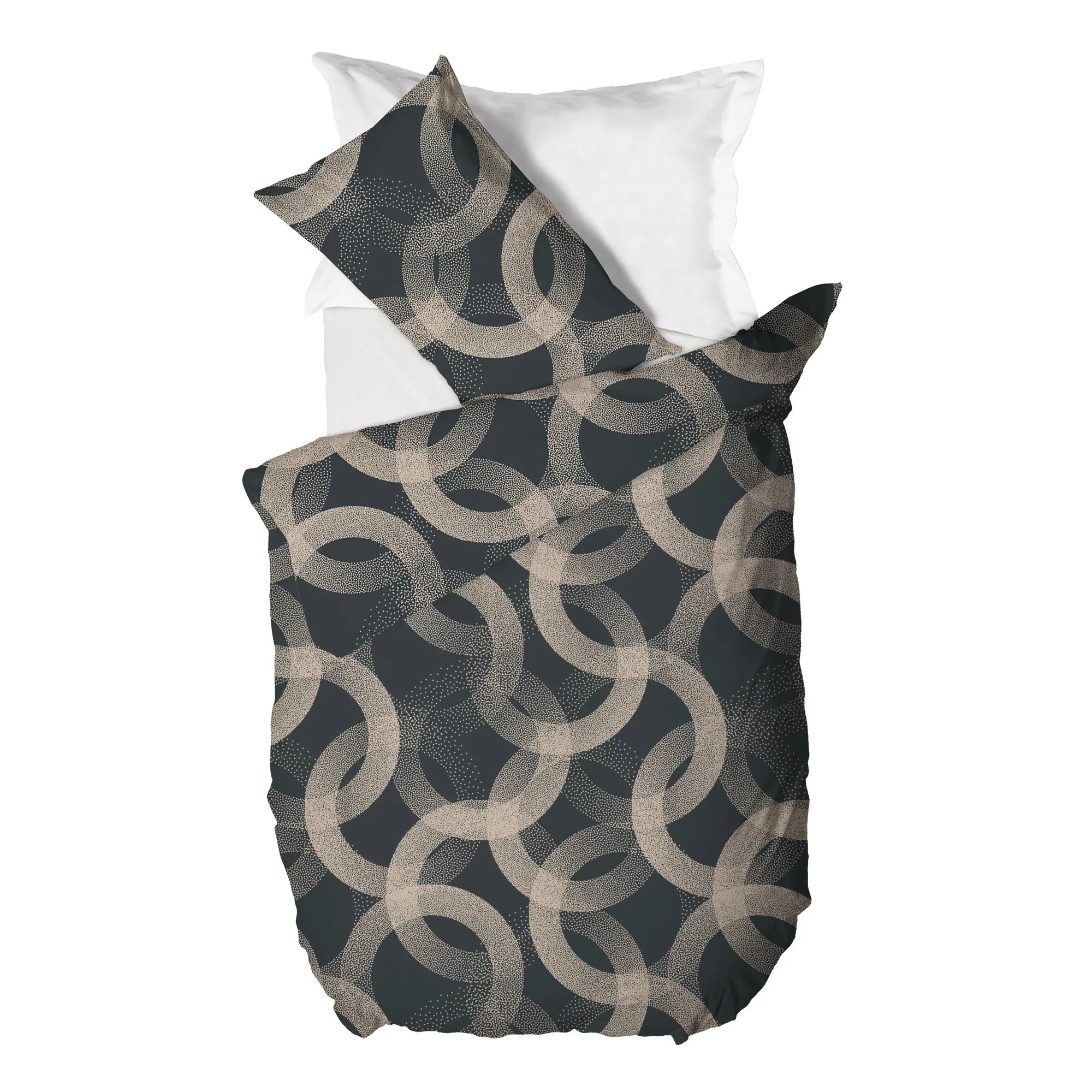 Parure Copripiumino Singolo in Cotone Contemporary - Fantasia Beriel Grigio - Amo La Casa Shop